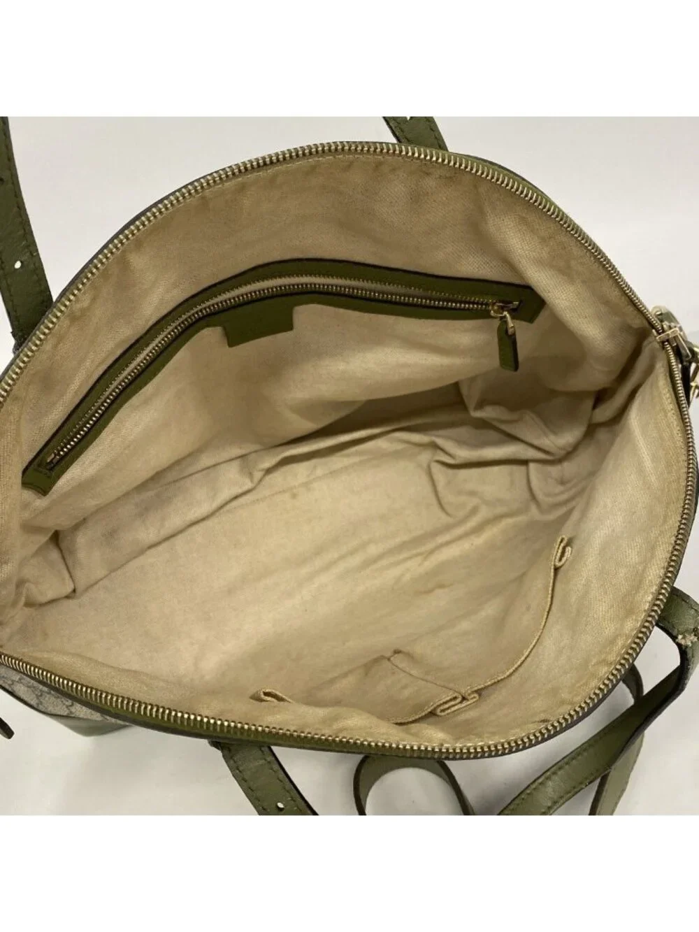 Gucci Handbag GG Supreme Brown Green Gold